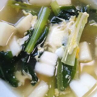 小松菜と白はんぺんの卵スープ(^^)
